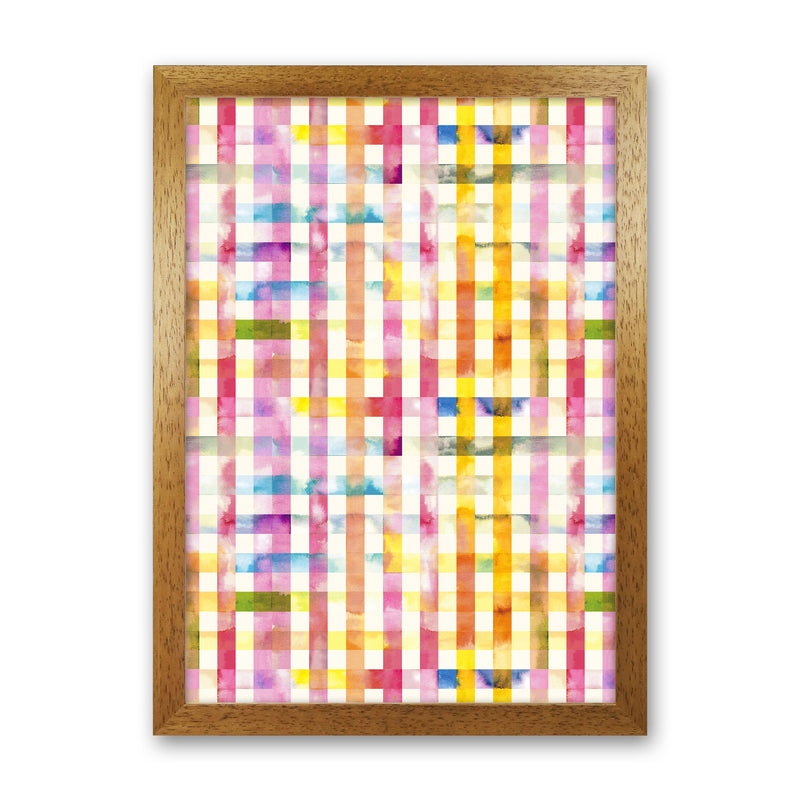 Gingham Vichy Yellow Abstract Art Print by Ninola Design Oak Grain