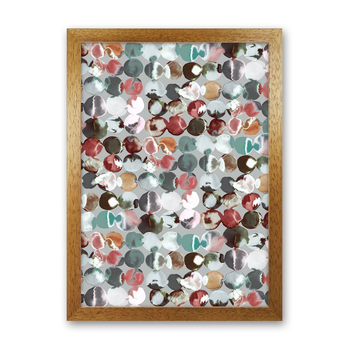 Ink Dots Gray Green Abstract Art Print by Ninola Design Oak Grain