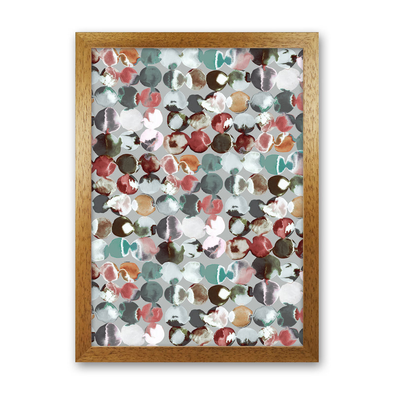 Ink Dots Gray Green Abstract Art Print by Ninola Design Oak Grain