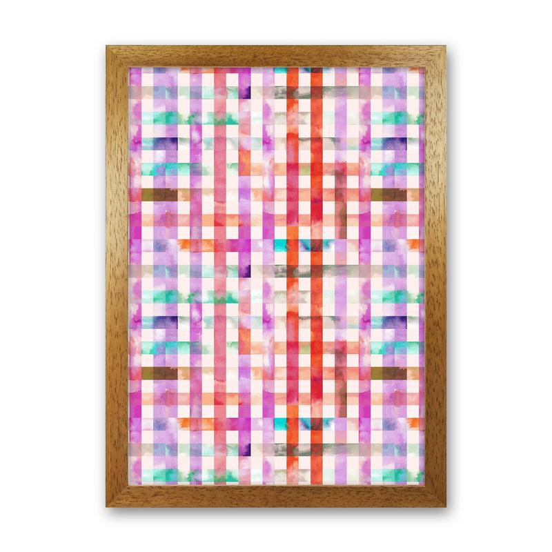 Gingham Vichy Pink Abstract Art Print by Ninola Design Oak Grain