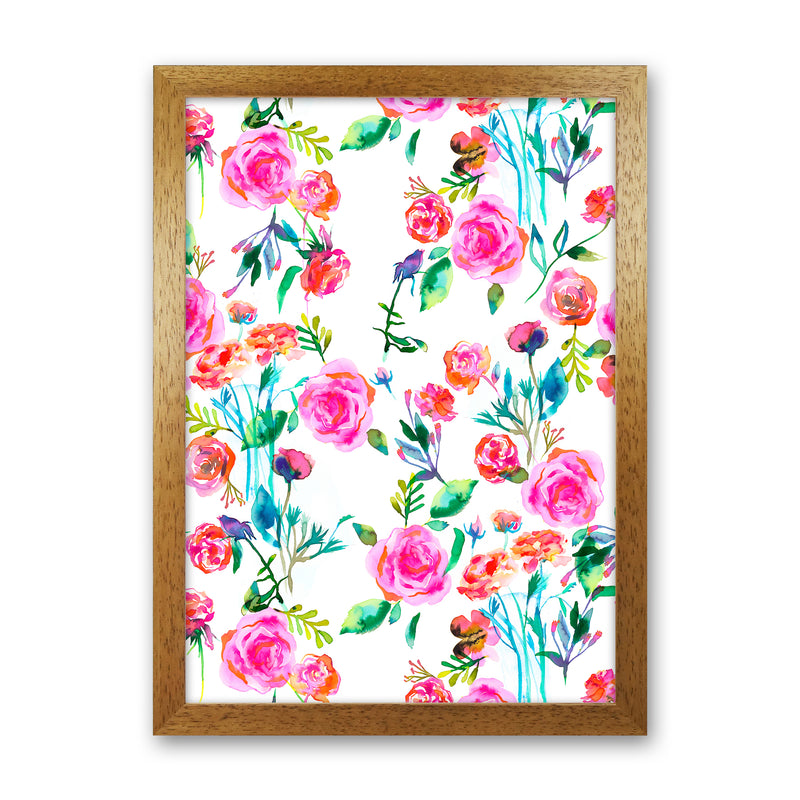 Roses Bouquet Pink Abstract Art Print by Ninola Design Oak Grain