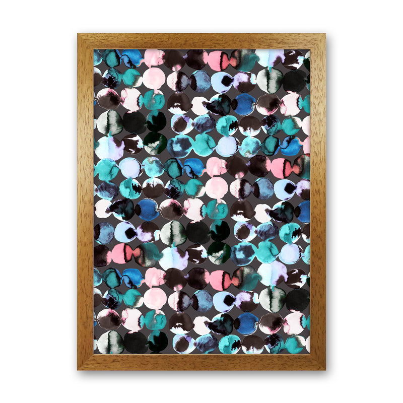 Ink Dots Blue Red Abstract Art Print by Ninola Design Oak Grain