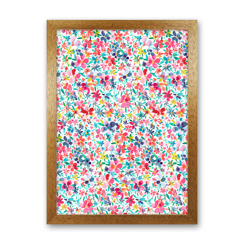 Colorful Petals Abstract Art Print by Ninola Design Oak Grain