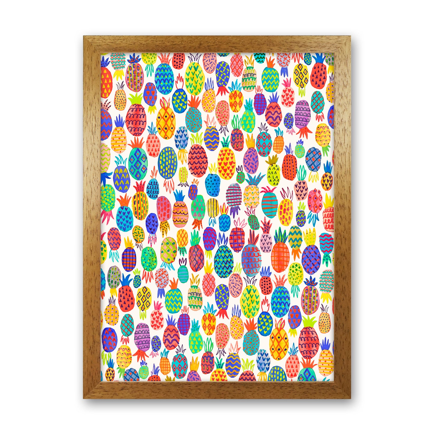 Cute Pineapples Abstract Art Print by Ninola Design Oak Grain