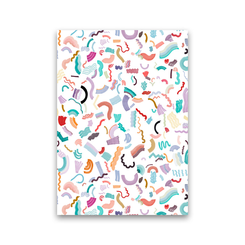Curly and Zigzag Stripes White Abstract Art Print by Ninola Design Print Only