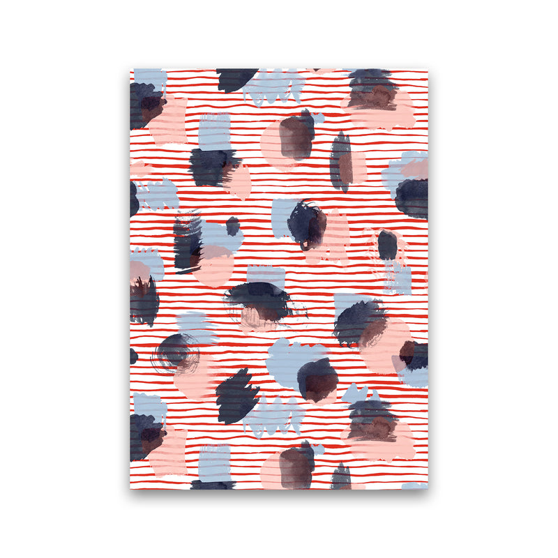 Watercolor Stains Stripes Red Abstract Art Print by Ninola Design Print Only