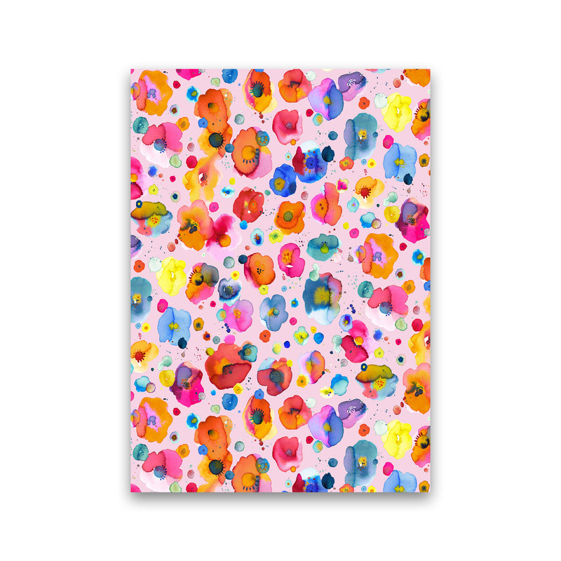 Bohemian Naive Flowers Pink Abstract Art Print by Ninola Design Print Only
