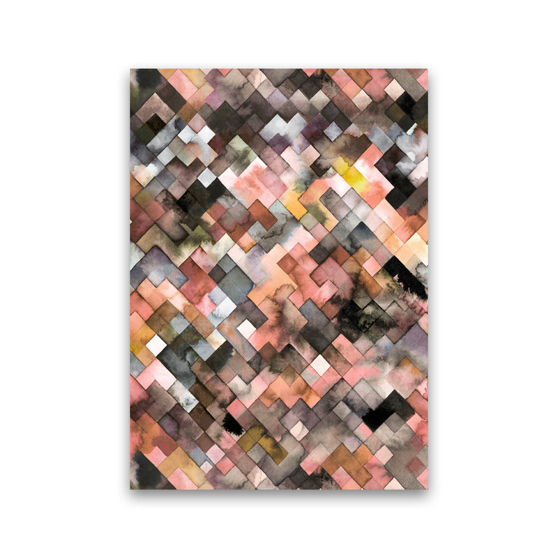 Moody Geometry Rustic Brown Abstract Art Print by Ninola Design Print Only