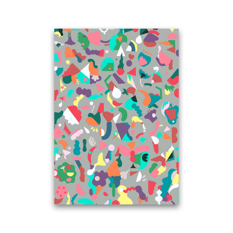 Dreamy Animal Shapes Gray Abstract Art Print by Ninola Design Print Only