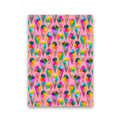 Cute Ice Creams Kids Pink Abstract Art Print by Ninola Design Print Only