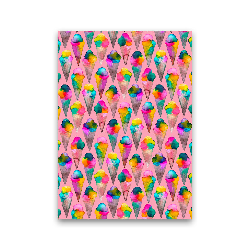 Cute Ice Creams Kids Pink Abstract Art Print by Ninola Design Print Only