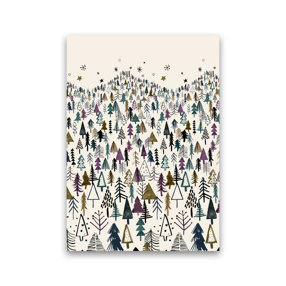 Trees Forest Night Purple Abstract Art Print by Ninola Design Print Only