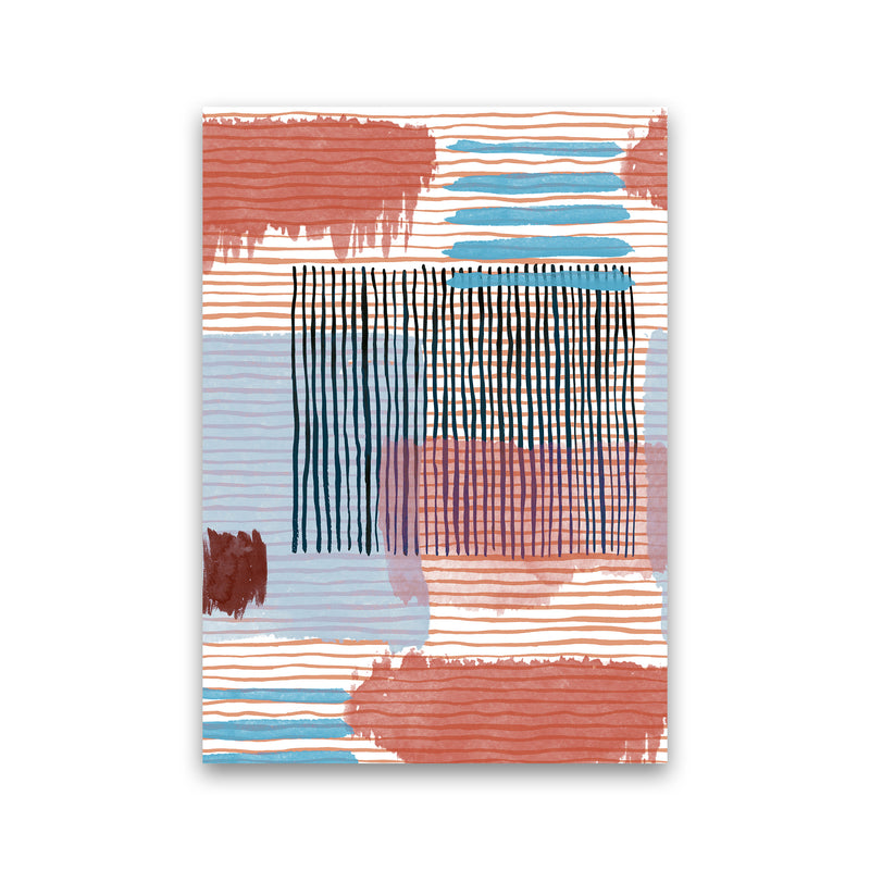 Abstract Striped Geo Red Abstract Art Print by Ninola Design Print Only