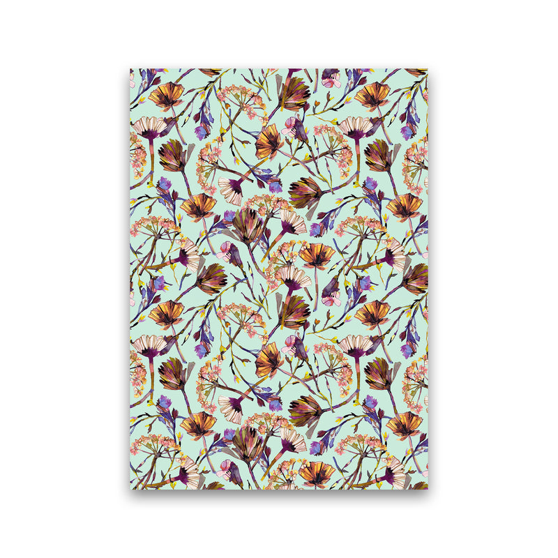 Dry Blue Flowers Collage Abstract Art Print by Ninola Design Print Only