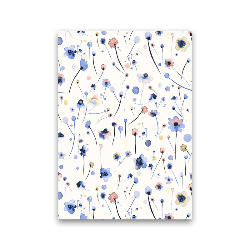 Blue Soft Flowers Abstract Art Print by Ninola Design Print Only