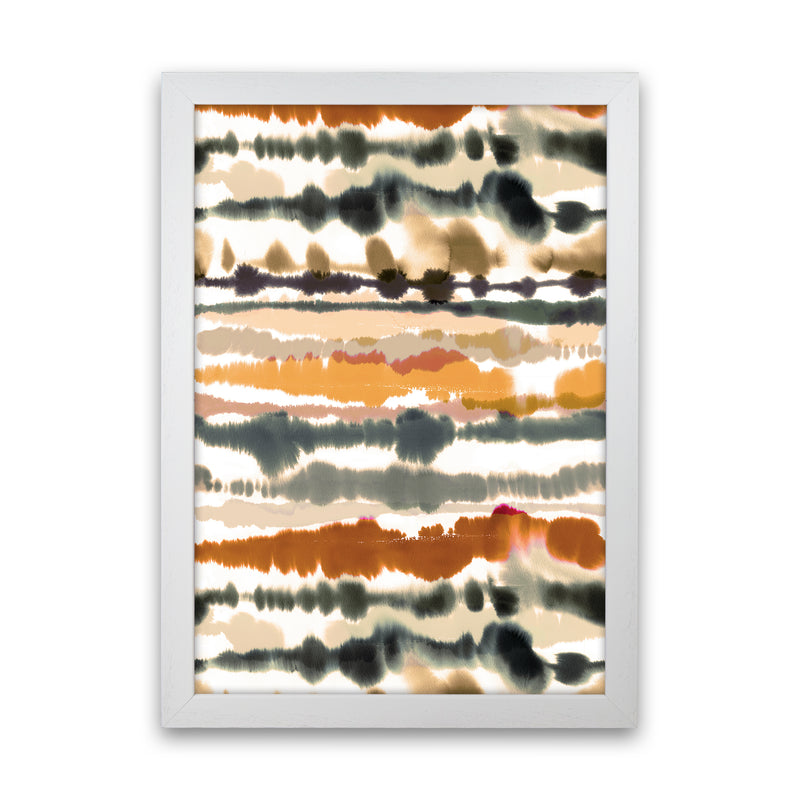 Soft Nautical Watercolor Lines Brown Abstract Art Print by Ninola Design White Grain