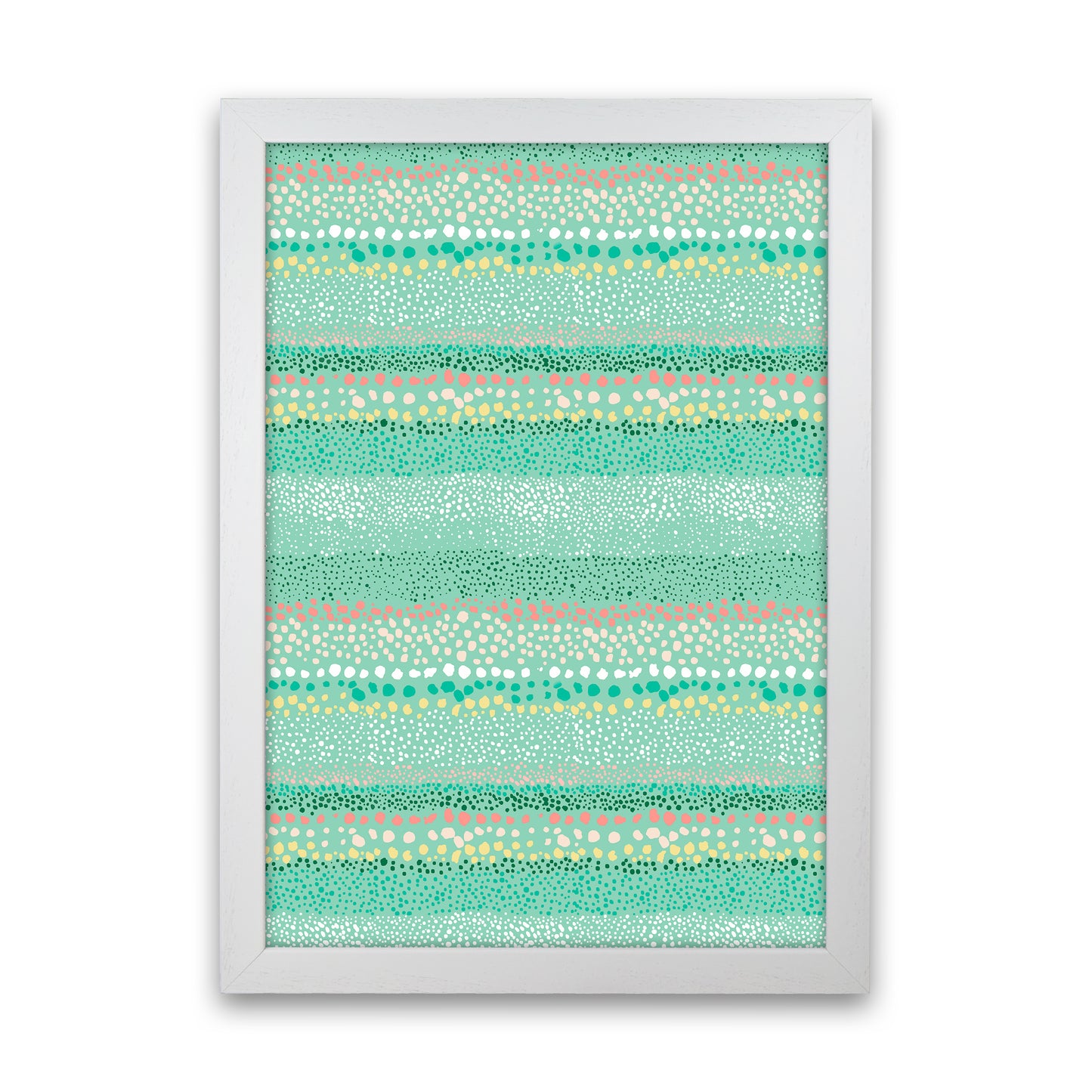 Little Textured Minimal Dots Green Abstract Art Print by Ninola Design White Grain