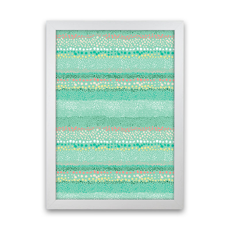 Little Textured Minimal Dots Green Abstract Art Print by Ninola Design White Grain
