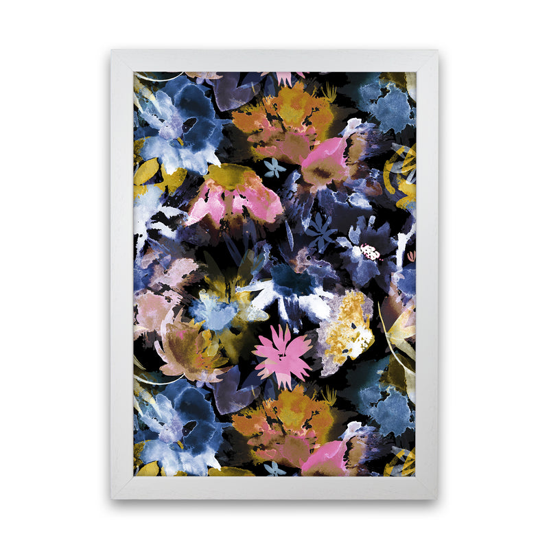 Watercolor Sring Memories Black Abstract Art Print by Ninola Design White Grain