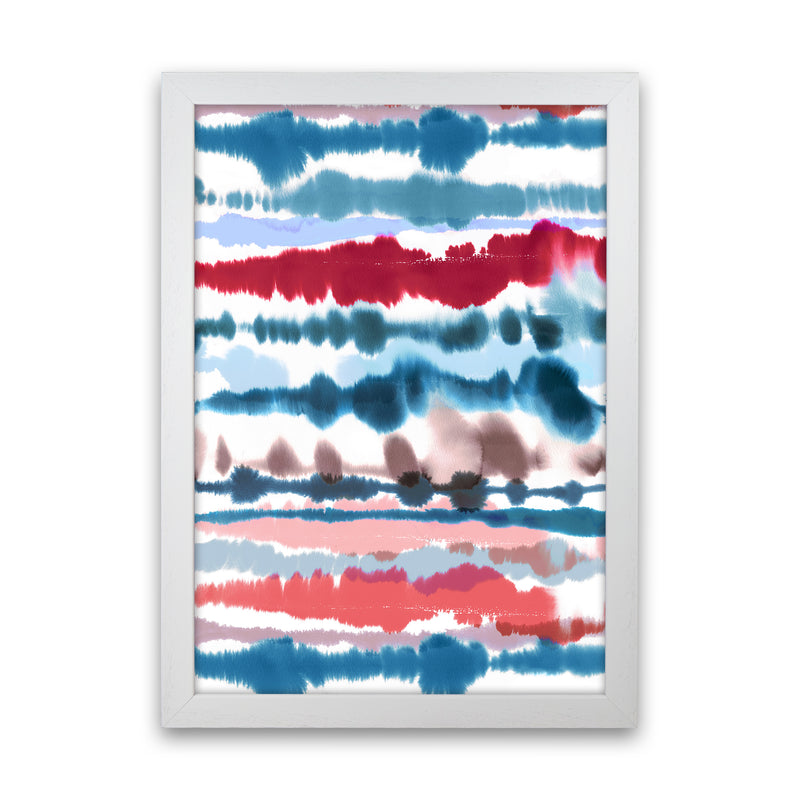 Soft Nautical Watercolor Lines Abstract Art Print by Ninola Design White Grain