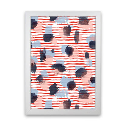 Watercolor Stains Stripes Red Abstract Art Print by Ninola Design White Grain