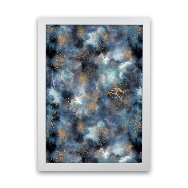 Smoky Marble Watercolor Dark Abstract Art Print by Ninola Design White Grain