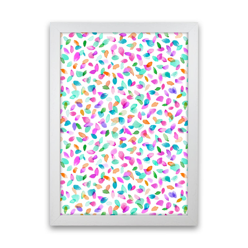 Minimal Flower Petals Pink Abstract Art Print by Ninola Design White Grain