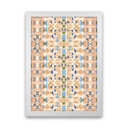 Boho Nomadic Tribal Orange Abstract Art Print by Ninola Design White Grain
