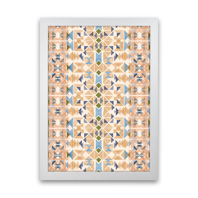 Boho Nomadic Tribal Orange Abstract Art Print by Ninola Design White Grain