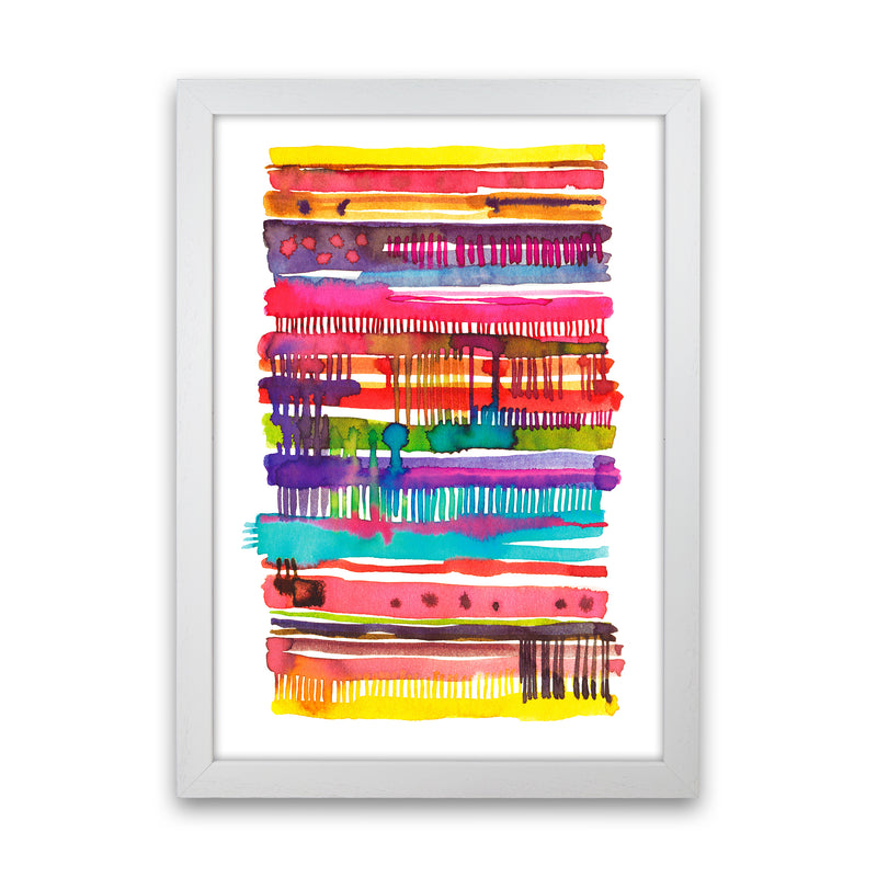 Irregular Watercolor Lines Abstract Art Print by Ninola Design White Grain