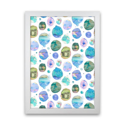Big Watery Dots Blue Abstract Art Print by Ninola Design White Grain