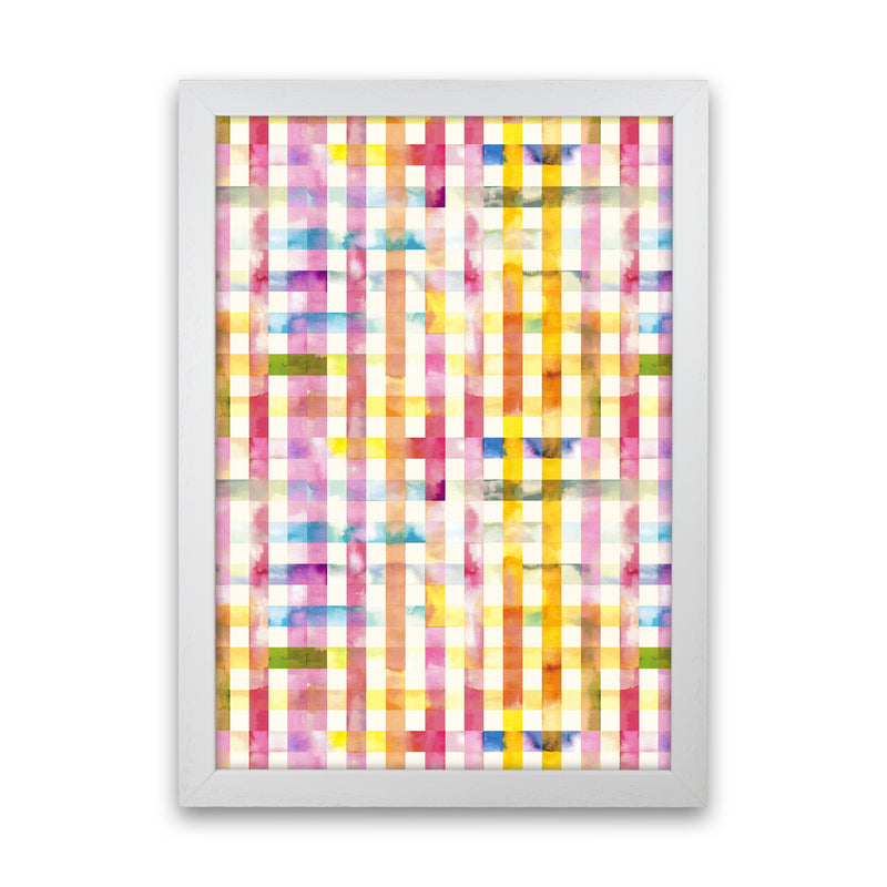 Gingham Vichy Yellow Abstract Art Print by Ninola Design White Grain