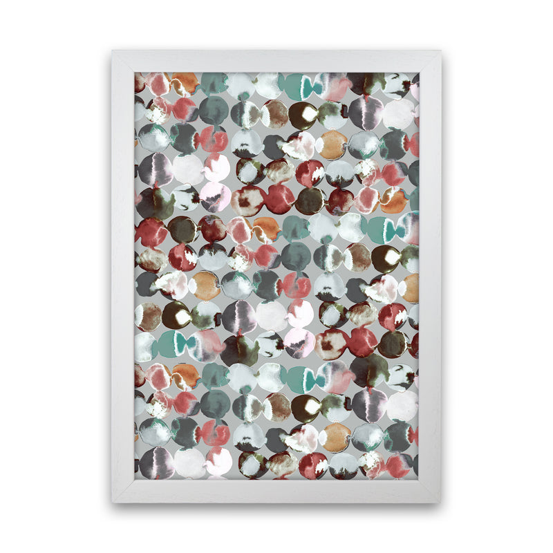 Ink Dots Gray Green Abstract Art Print by Ninola Design White Grain