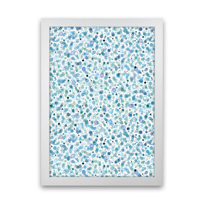 Cosmic Bubbles Blue Abstract Art Print by Ninola Design White Grain