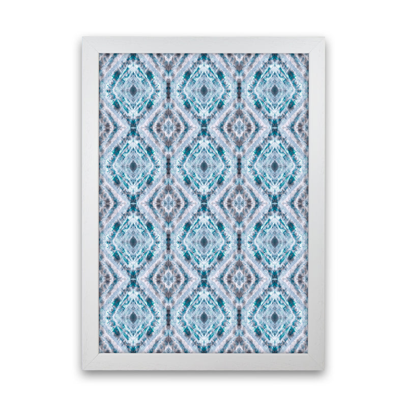 Boho Shibori Blue Abstract Art Print by Ninola Design White Grain