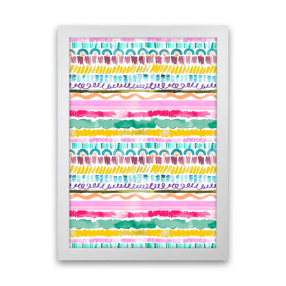 Garlands Tribal Abstract Art Print by Ninola Design White Grain