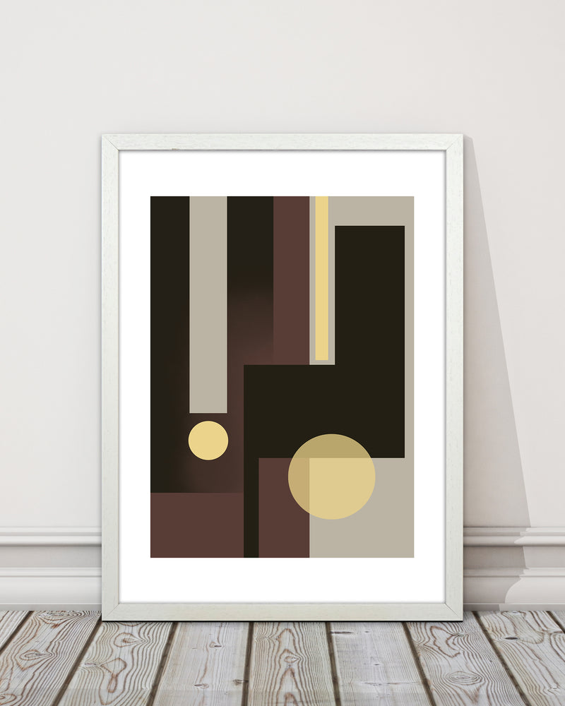 Grey Brown & Yellow Abstract Art Print by Nordic Creators