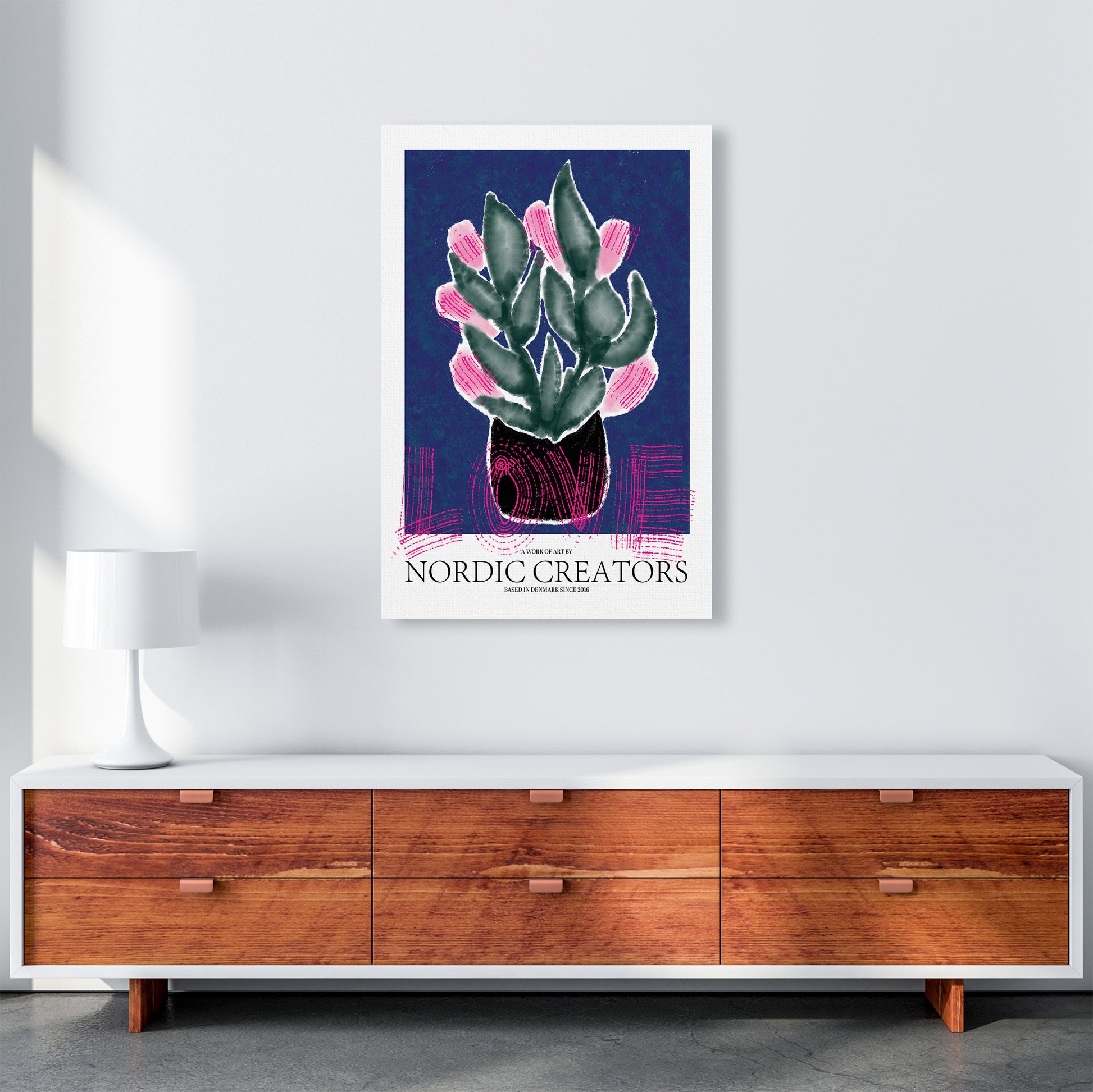 Flowers Love Abstract Art Print by Nordic Creators A1 Canvas