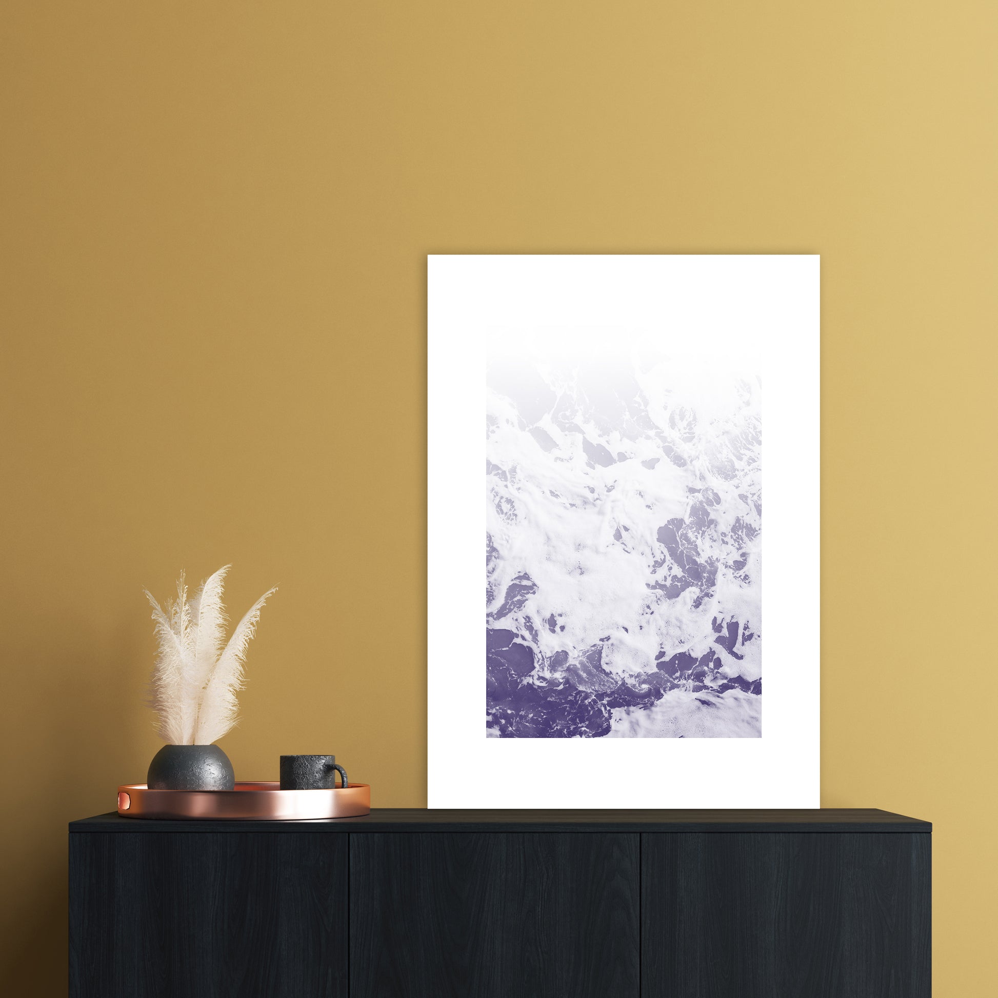 Purple Ocean Abstract Art Print by Nordic Creators A1 Black Frame