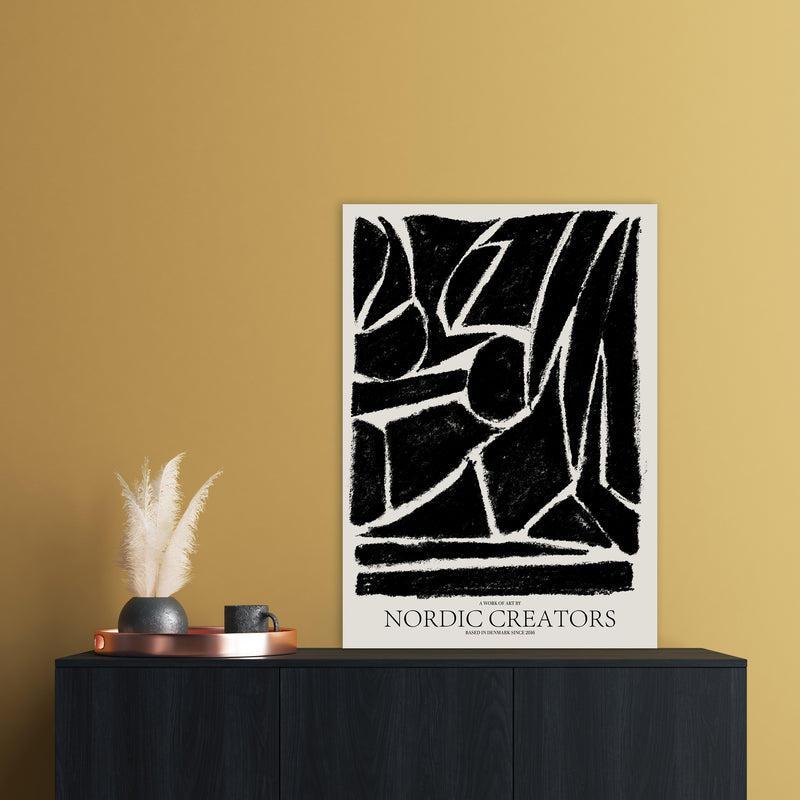 Things Fall Apart - Black Abstract Art Print by Nordic Creators A1 Black Frame