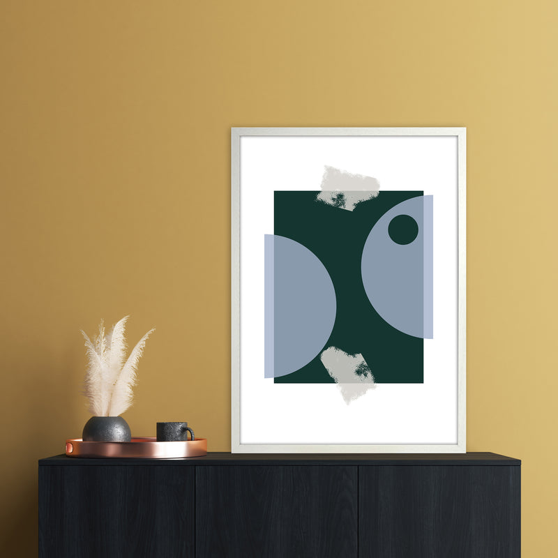 Blue & Green Abstract Art Print by Nordic Creators A1 Oak Frame