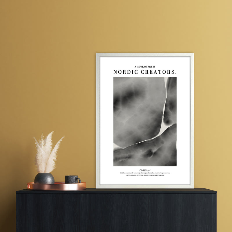 Obsidian Abstract Art Print by Nordic Creators A1 Oak Frame