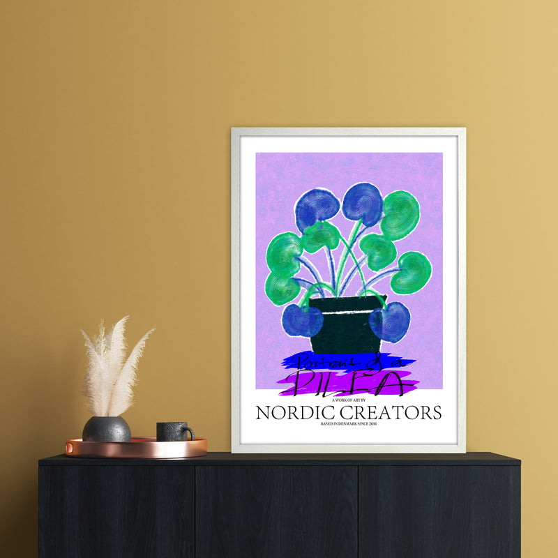 Portrait of a Pilea Abstract Art Print by Nordic Creators A1 Oak Frame