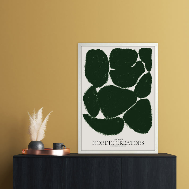 Things Fall Apart - Green Abstract Art Print by Nordic Creators A1 Oak Frame