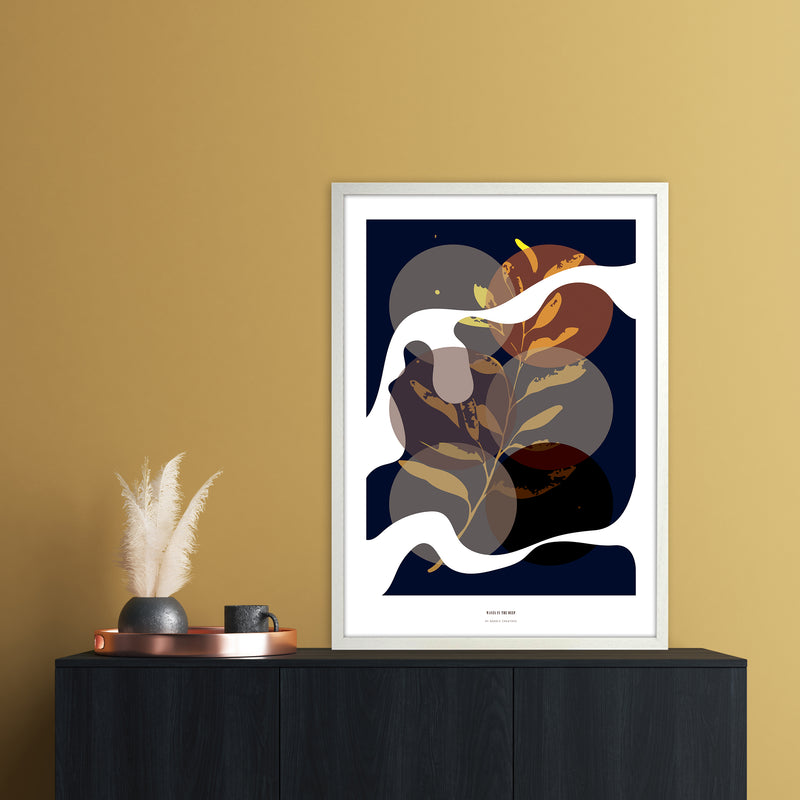 Waves Abstract Art Print by Nordic Creators A1 Oak Frame