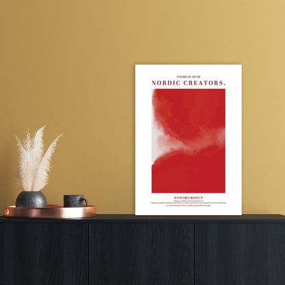 Red Japan Abstract Art Print by Nordic Creators A2 Black Frame