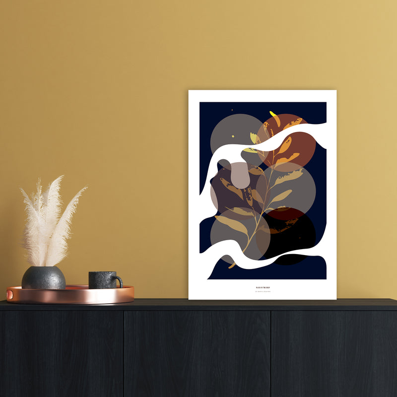 Waves Abstract Art Print by Nordic Creators A2 Black Frame