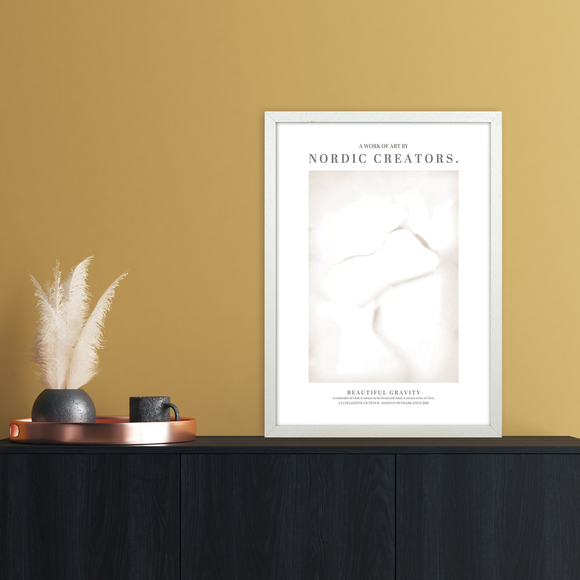 Beautiful Gravity Abstract Art Print by Nordic Creators A2 Oak Frame