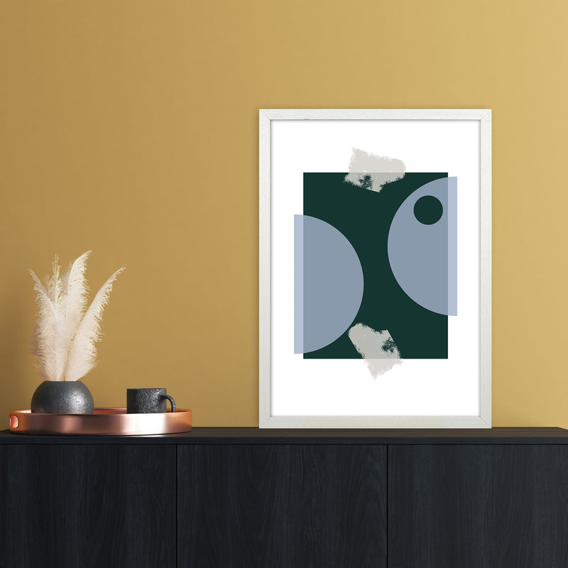 Blue & Green Abstract Art Print by Nordic Creators A2 Oak Frame
