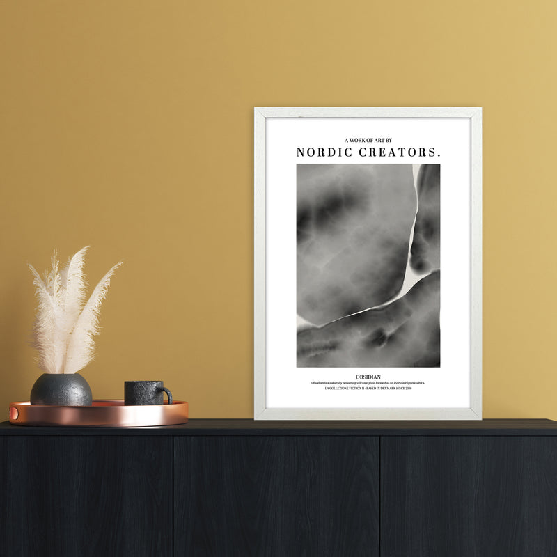 Obsidian Abstract Art Print by Nordic Creators A2 Oak Frame